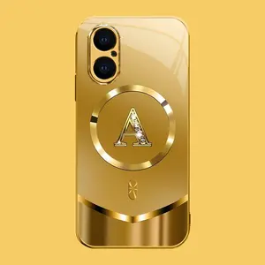Suitable for [iPhone 16 Plus] high-end MagSafe phone case🥰，Luxury Gold 26 Initial phone Case Bling Monogram 952