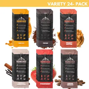 Hunghee Energy Variety 24-PACK - Organic Grass-Fed Ghee Packets Raw Honey & Ancient Sea Salt Healthy Snack