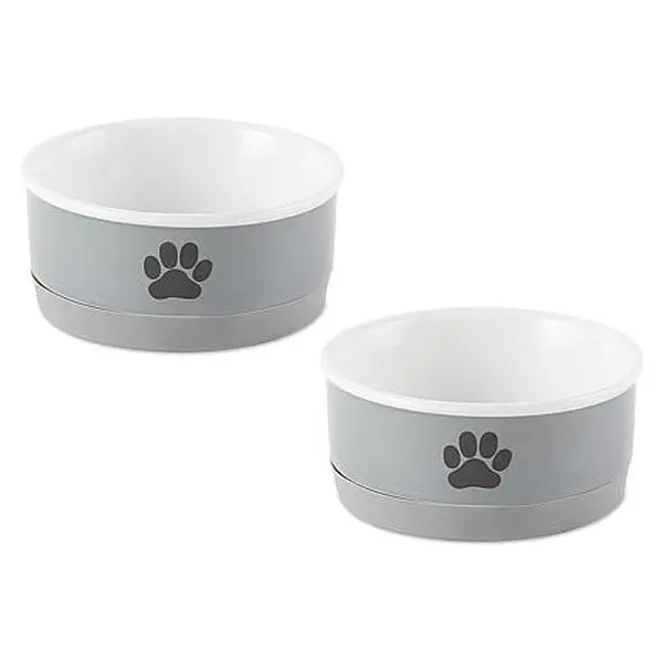 Design Imports Black Paw Print Ceramic Bowl Set of  2- Small