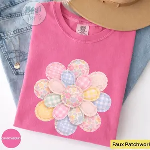 Faux Quilted Patchwork Daisy Shirt, Vintage Floral Cottagecore Shirt, Faux Patchwork Flower Shirt, Comfort Colors Floral Graphic Tee