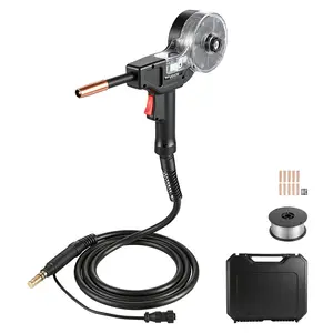 VEVOR 130Amp Spool Gun with 10FT Cable, Replacement for Lincoln Magnum 100SG K2532-1 - with 11PCS Mig Welding Contact Tips, ER4043 0.035" Aluminum Mig Welding Wire & Toolbox