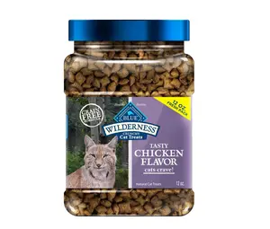 Wilderness Crunchy Cat Treats, Grain-Free Treats for Cats Made with Natural Ingredients, Great for Training, Tasty Chicken Flavor, 12-oz. Tub