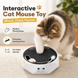 Pet electric cat toy plush small mouse cat turntable cat two-speed adjustable automatic interactive whack-a-mole toy