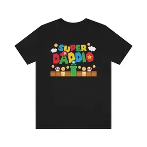 Men's 100% Cotton Classic Casual Gamer Dad T-Shirt - Funny Super Daddio Print, Breathable Fabric, Father's Day Gift Vintage Graphic Tee