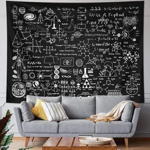 Tapestry  Science Themed Classroom Blackboard Tapestry, 1/2 Counts Chemistry & Mathematics & Geometry & Physics Tapestry, Back To School Party Decoration