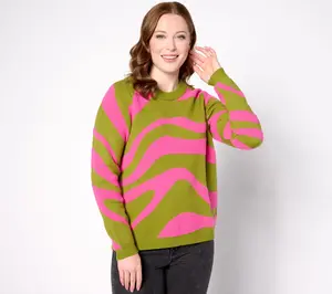 LOGO by Lori Goldstein Wavy Colorblock Sweater