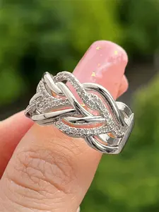 1 PC Fashion Cubic Zirconia Ring For Women Elegant Everyday Ring Beautiful Rings For Valentine's Day Gift Wedding Engagement Party Jewelry