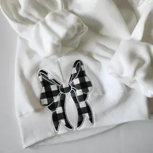 Side Bow Applique Embroidery Sweatshirt - ideal for Sweatshirt or T-Shirt Hem, Classic Bow Embroidery Machine Sweatshirt