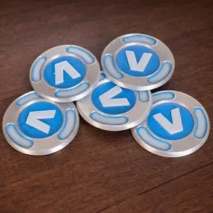 Fortnite VBucks 3D Printed Replica Display Pieces Silver with Blue Accents for Collectors Gamers Stylish Figurine Collection