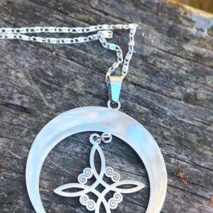 22".925 Stamped Sterling Silver Celtic Moon Necklace with Pendant and Chain