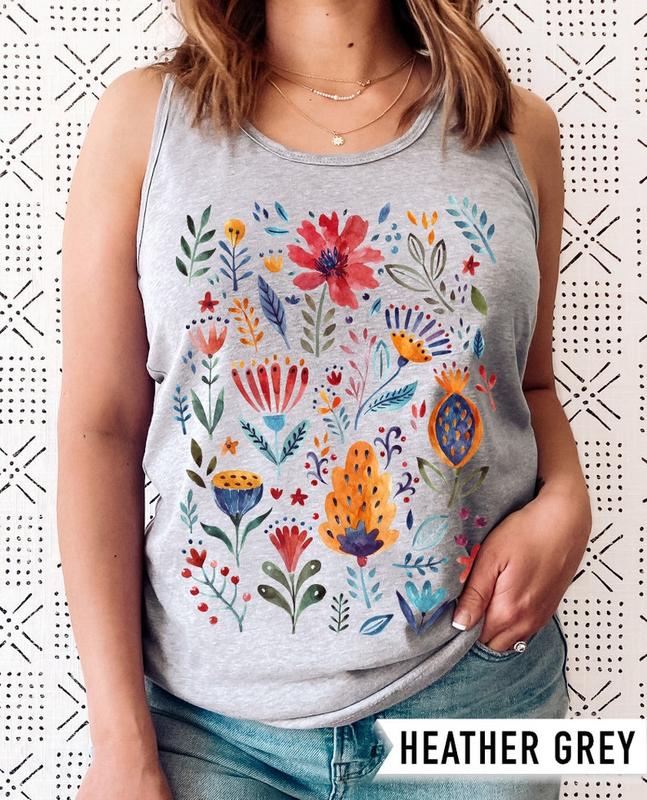 Floral Shirt Tank, Grow Positive Thoughts Tank, Bohemian Style Tank, Butterfly Shirt, Trending Right Now, Women's Graphic Tank, Love Tank