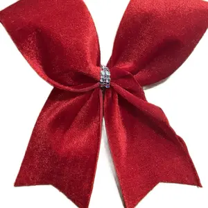 Crimson Sparkle Red Bow Elegant Plaid