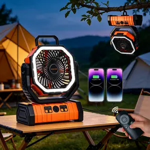 ️Qawtor  Outdoor Camping Emergency Fan - 2026 Upgraded 20000mAh Rechargeable, LED Light & Dual Motor, Lightweight with 360° Rotatable Hook,Travel with Ease,Modern Design, tiktokshop
