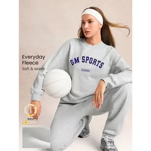 GLOWMODE Everyday Fleece Cozy Motion Ultra-Soft Warm Loose Fit Crew Neck Graphic Pullover Sweatshirt Daily Casual Outdoors Gym Studio Winter Wear