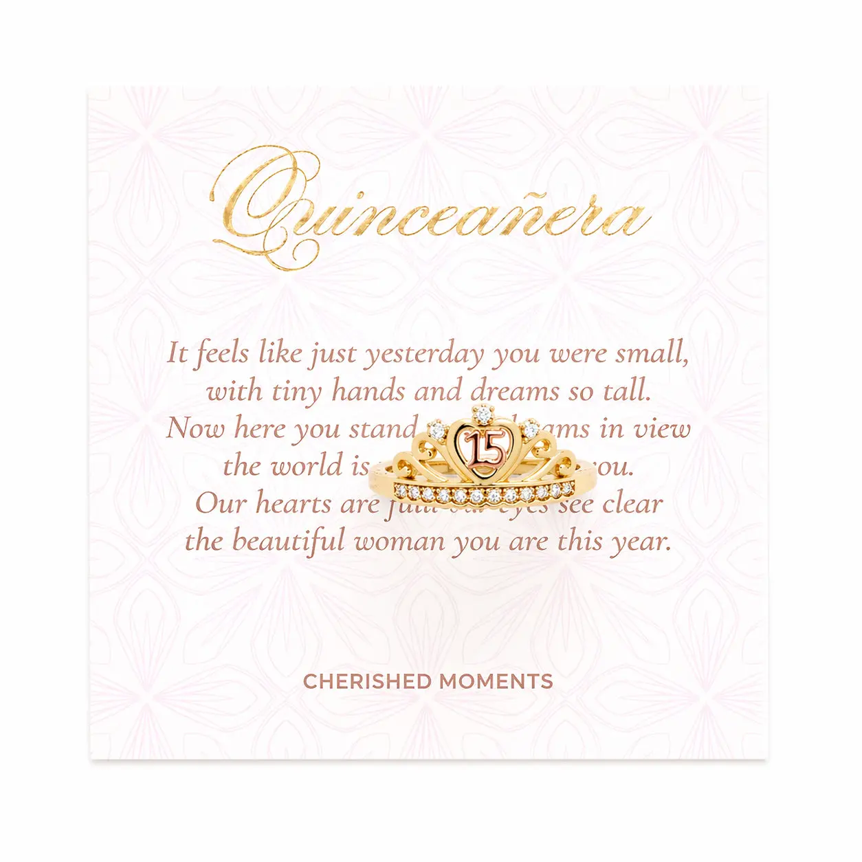 Quinceañera Tiara Ring in 14k Gold-Plated Sterling Silver