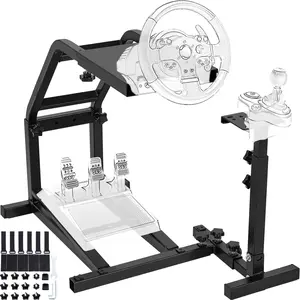 Sim Racing Wheel Stand Simulator Cockpit Wheel Stand Mount for G25 G27 G29 G920 Gaming Stand Height Adjustable Carbon Steel Holder for Logitech Fanatec Thrustmaster Wheels Console Controller Accessories