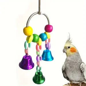 Colorful Beaded Bell String Toy for Parrots, Interactive Bird Toys Chain, Various Types of Parrot Toys, Fun and Engaging
