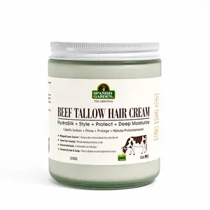 Spanish Garden Beef Tallow Hair Cream – Organic Deep Moisturizer for Hair Growth, Dry & Damaged Hair Repair, Frizz Control, Natural Leave-In Conditioner for All Hair Types