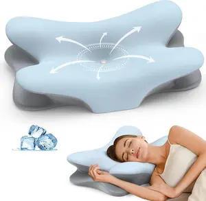 Besyodo Contoured Memory Foam Cervical Neck Pillow - 2-Heights, Ergonomic Orthopedic Design, Pillow for Neck Pain, Cooling Sleep Support for Side and Back Sleepers