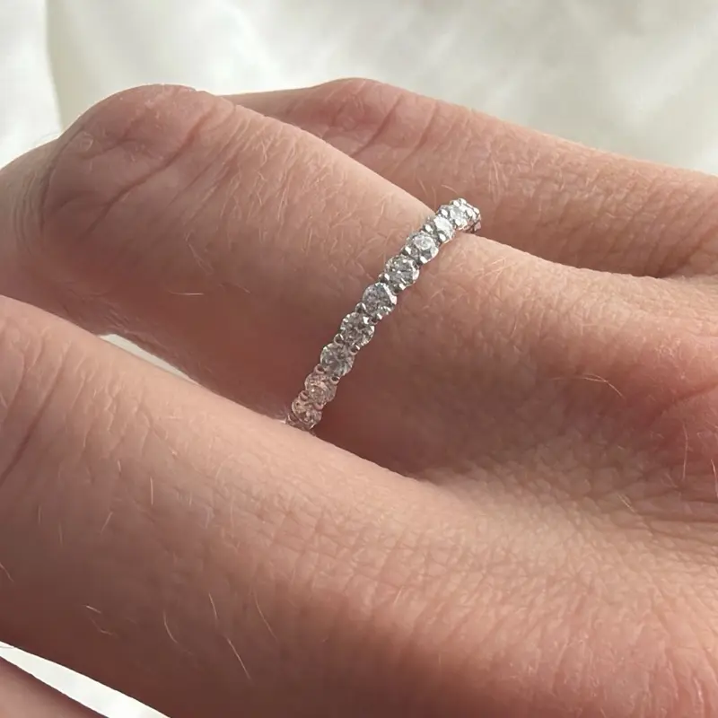 14K white or yellow  gold 1 ctw round lab diamond eternity 3/4 ring size 7