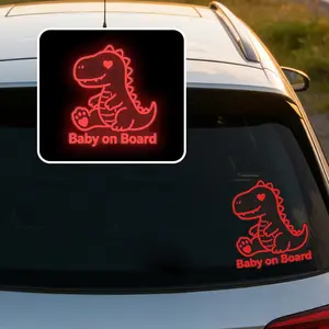Dinosaur Pattern Car Sticker, Front Rear Window Body Decoration, Baby Safety Reflective Night Travel, Cute Animal Stickers for Cars Trucks Suvs