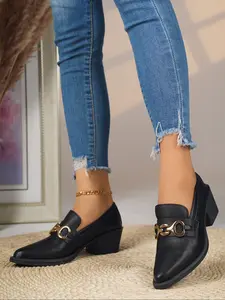 Women's Short Boots, Chunky Heel Design, Fashionable Comfort Shoes, Perfect Casual Match, Durable Structure, Leaf Print PU Leather