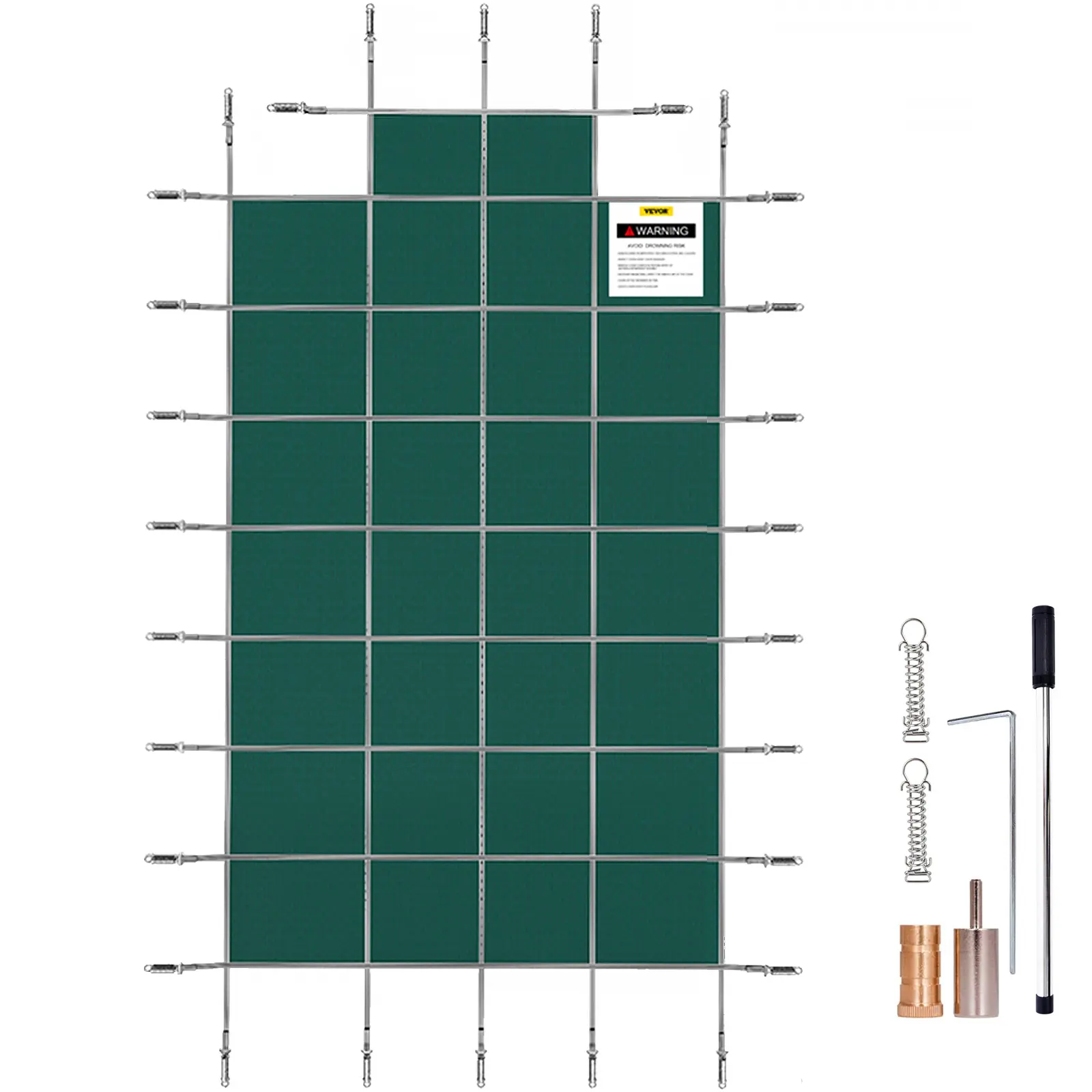 【Summerfinds】VEVOR Pool Safety Cover Fits 18x36ft Rectangle Inground Pools Safety Pool Cover with 4x10ft Center End StepMesh Solid Pool Cover with Drainage Holes for Swimming PoolWinter Safety CoverGreen
