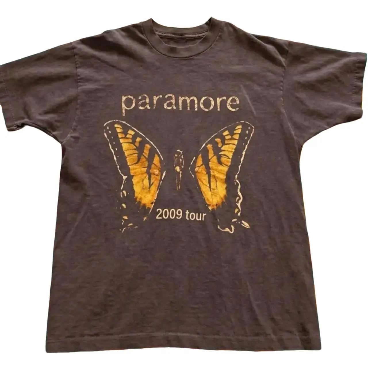 Paramore 2009 Tour Butterfly Graphic Tee Brown Gildan Unisex Cotton T Shirt Vintage Pop Punk Band Merch Rock Music Concert Aesthetic Casual Streetwear