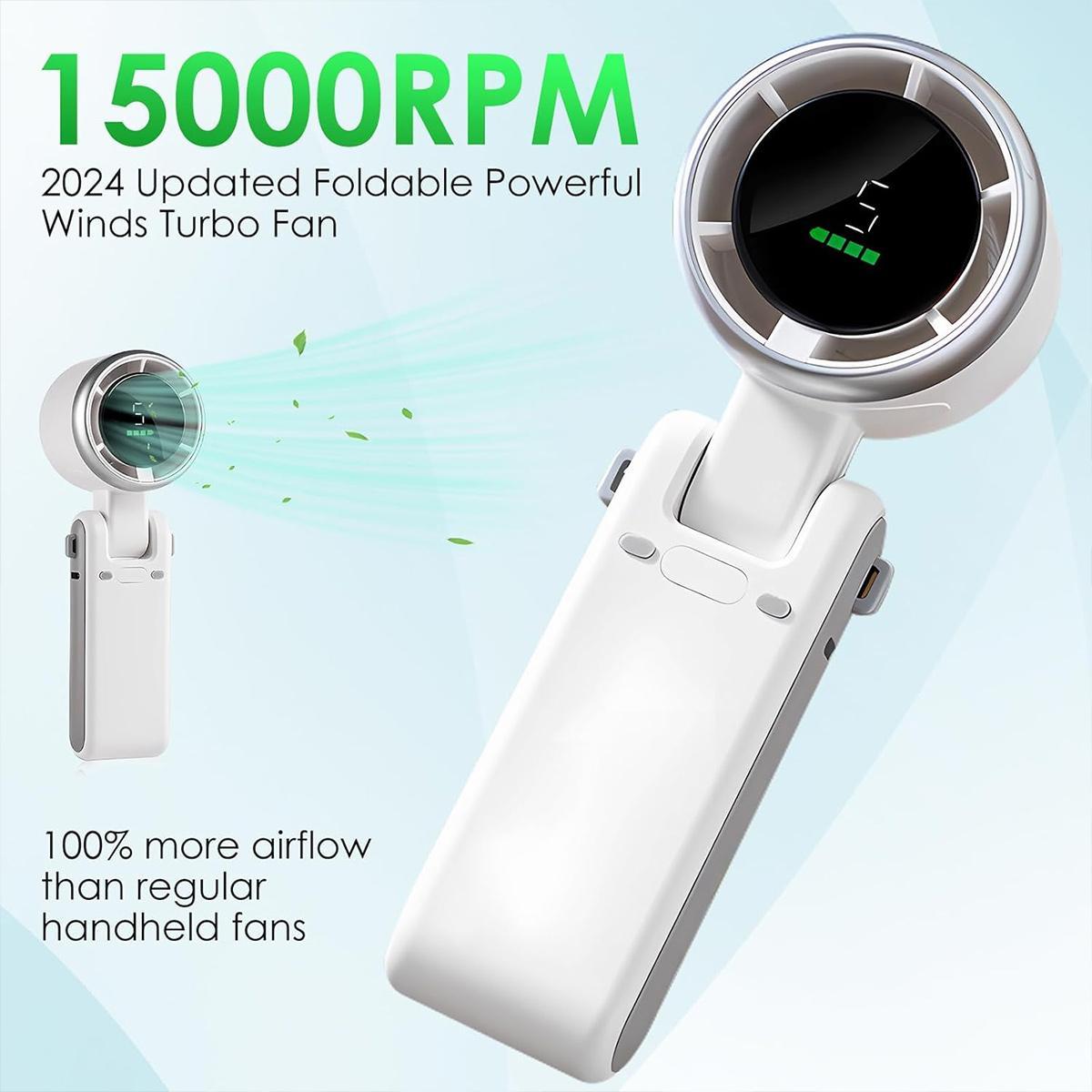Portable Handheld Turbo Fan, 5 Gear Wind,4000mAh Battery Operated, Up to 10 Working Hours, 3 IN 1 Hand Fan Rechargeable with Air Turbo Tech Cooling Fan for Outdoor Activities, Travel, Working #SummerWins #DealsForYouDays Portable Handheld Turbo Fan, 5 Gear Wind,4000mAh Battery Operated, Up to 10 Working Hours, 3 IN 1 Hand Fan Rechargeable with Air Turbo Tech Cooling Fan for Outdoor Activities, Travel, Working #SummerWins #DealsForYouDays