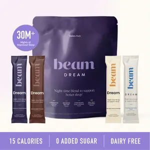 Beam Dream - Viral Nighttime Hot Cocoa, Variety Pack 20 Stick/bag, 4 Flavors, 30M+ Nights of Improved Sleep with Melatonin, L-Theanine, & Magnesium, No Added Sugar