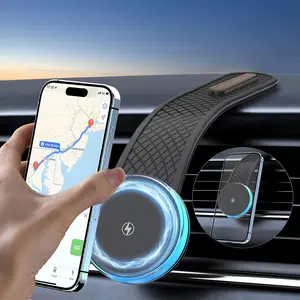 Car Magnetic Wireless Charger, 15W Fast Charging Holder for iPhone 17/16/15/Pro Max, MagSafe Car Phone Mount Charger with Bendable Arm for Dashboard/Windscreen