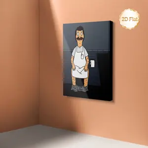 1pc Bob's Burgers Belcher Bathroom Scene Framed Canvas Print - Funny TV Show Wall Art Decor with Bob's Burgers Characters, Ready-to-Hang for Living Room, Bathroom Abstract Face Design Artwork