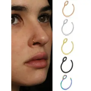 1Pc/3Pcs Fake Nose Ring Faux Piercing Jewelry 8mm Fake Nose Ring Hoop For Faux Lip Septum Nose Ring Set Fake Lip Ring Lip Nail New For Women And Men