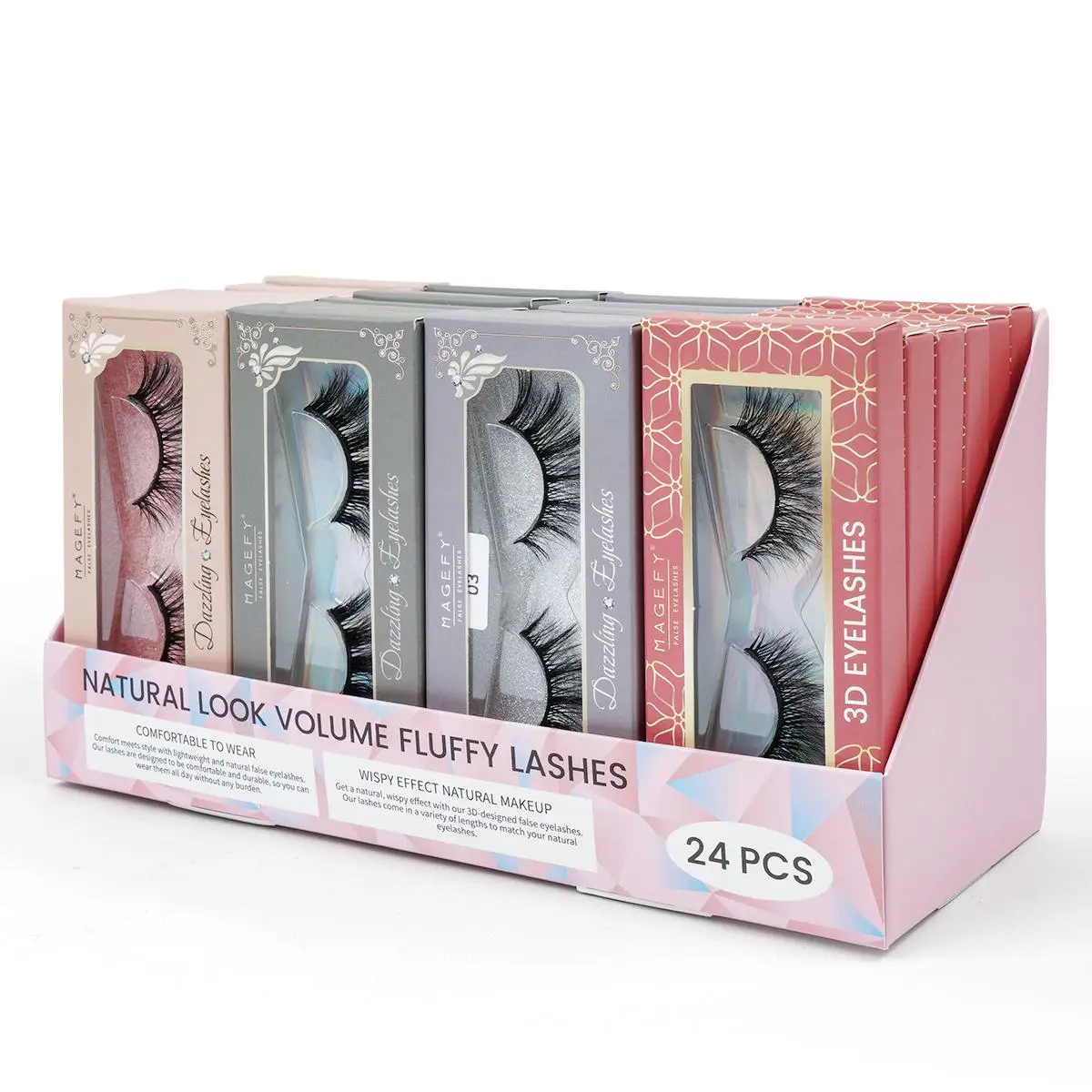 Natural Cluster False Eyelashes, 24 Pairs/set 4 Styles Curling Cluster False Eyelashes for Daily & Party Makeup, False Eyelash for Amplifying Charming