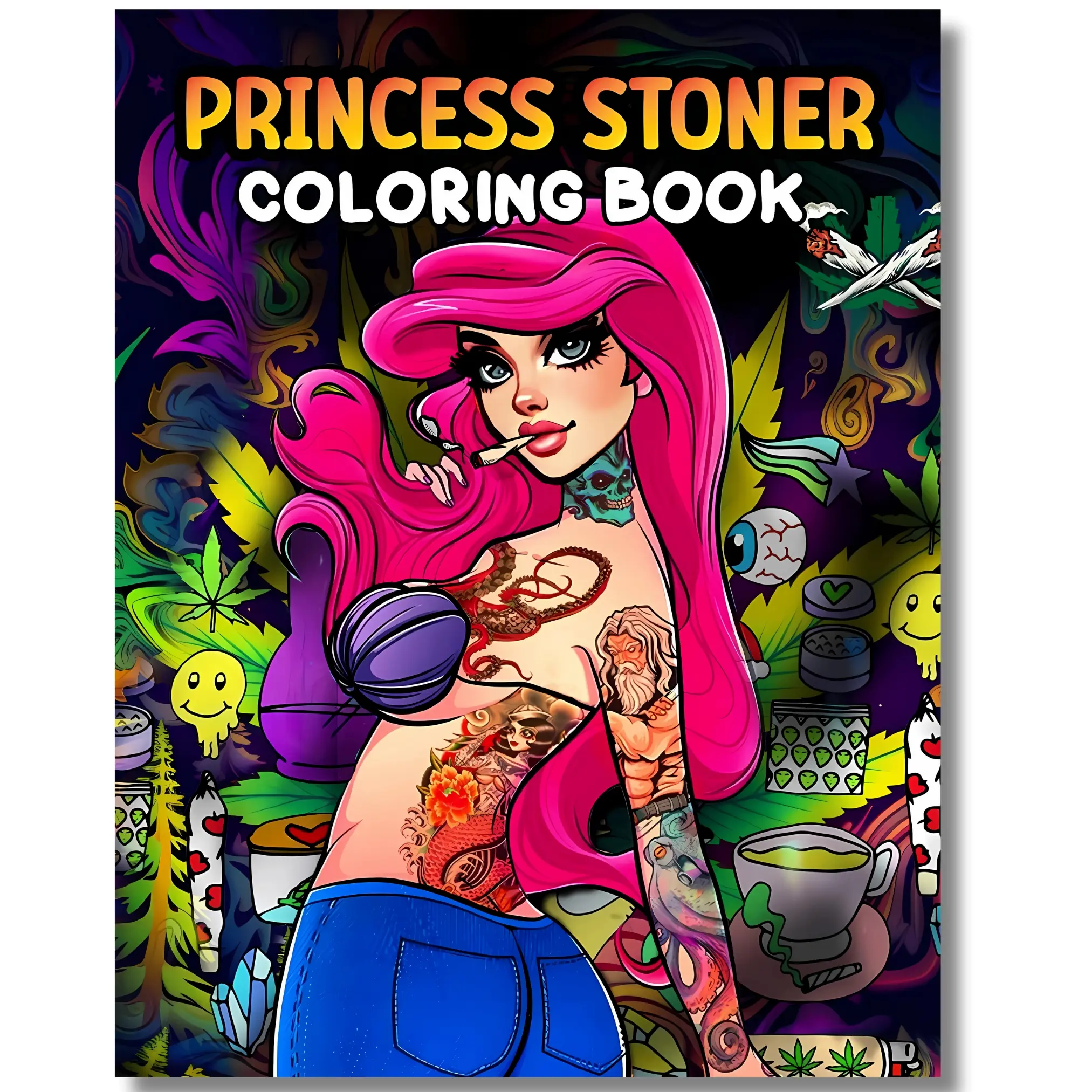 Stoner Coloring Books for Adults: Funny Weed Pages, Trippy Psychedelic Art, Big Easy-To-Color Designs (Tropical, Cozy Scenes, Mystery Mosaic, Retro Cartoon, Magic World), Beginner’s Guide, Stress Relief Paperback (Literature & Art Painting Resource)