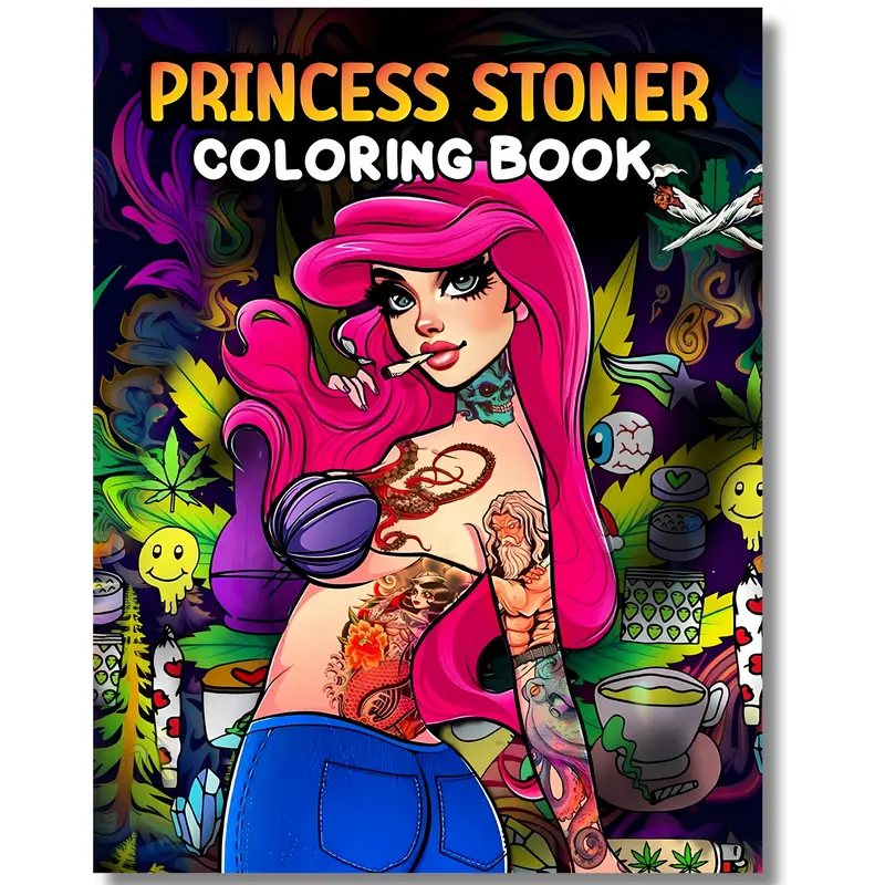 Unisex English Stoner Coloring Book (8.5x11 in) - Funny Weed Pages, Trippy Psychedelic Art, Big Easy-To-Color Designs, Glossy Premium Cover, Single-Side Print, Stress Relief Paperback (Literature & Art Painting Resource)
