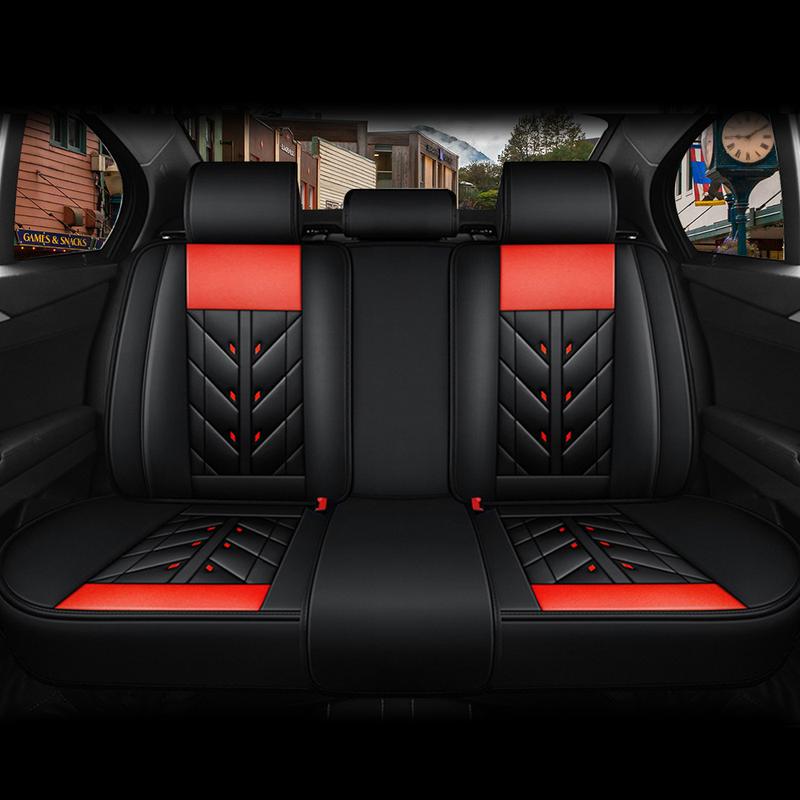 5pcs Premium Universal Car Seat Covers - Full Surround PU Leather Waterproof Protectors with Easy Installation for Most 5-Seat Cars, SUVs, Trucks, and Vans -Stain-Resistant, and Breathable Accessories for Comfortable Driving Experience
