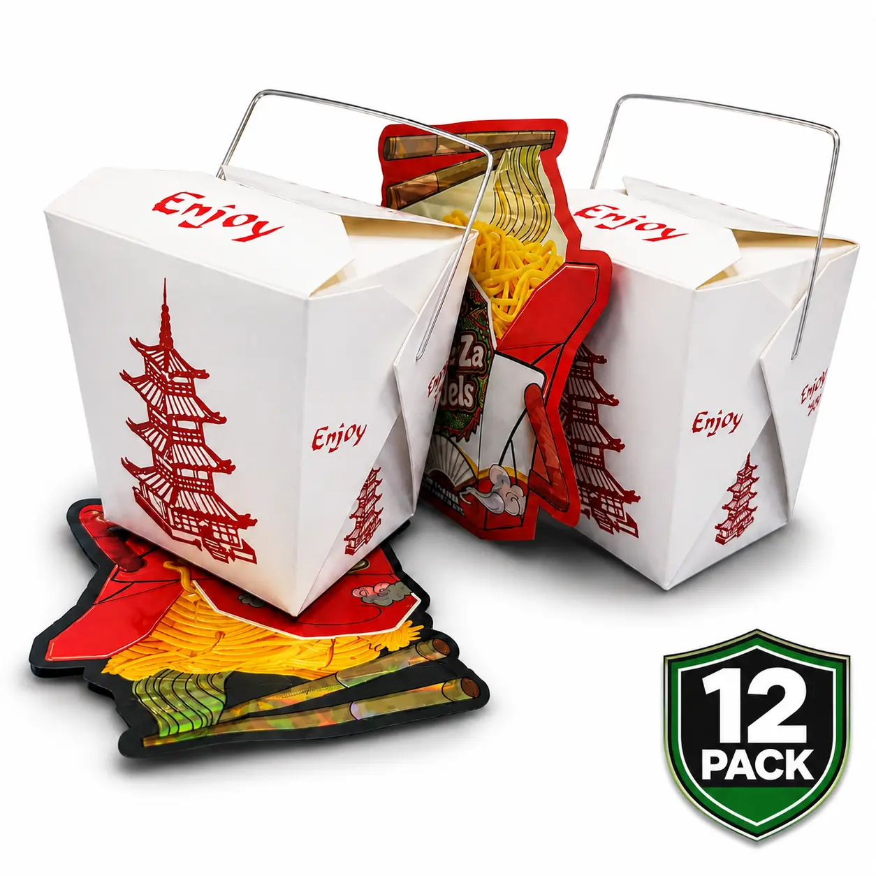 12 Pack Takeout Box with Noodle Storage Pouches – Choose Your Design 12 Pack Takeout Box with Noodle Storage Pouches – Choose Your Design