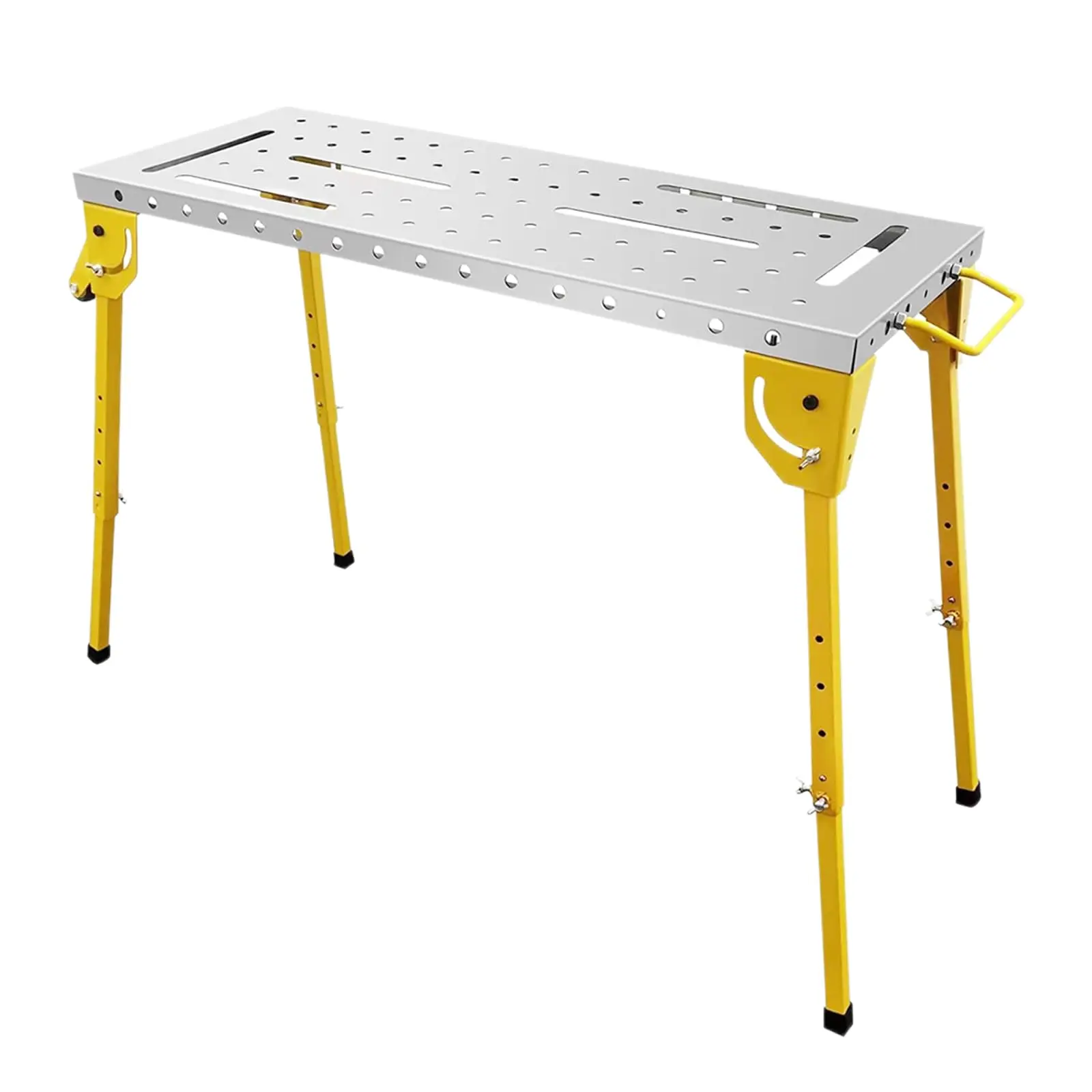 GARVEE 46x18in Folding Welding Table with Steel Top, Portable Wheels, Adjustable Angle & Height, 1000LBS Capacity, Versatile Clamping Workbench for Garage & Wood Shop