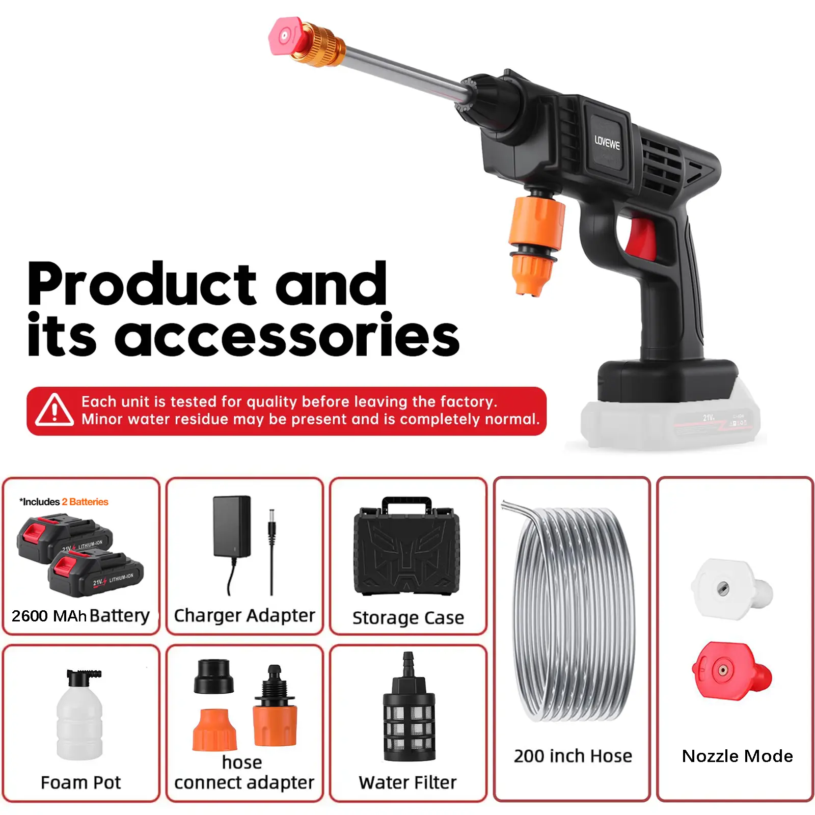 LOVEWE Cordless Power Washer, Portable Bottle-Style Pressure Washer with 2 Rechargeable Batteries for Car & Household Cleaning (Tools & Hardware) Handheld Car Wash Car Detailing Product Car Detailing Product Car Wash Jet