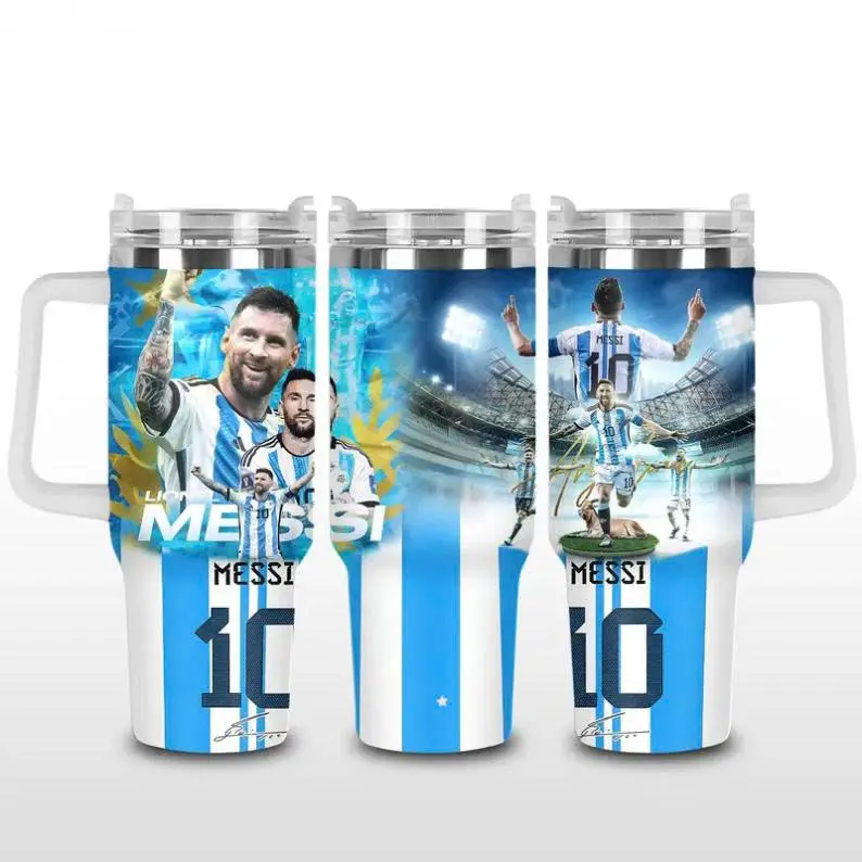 Soccer Champion Tumbler with Handle, 40oz Insulated Sports Mug Gift