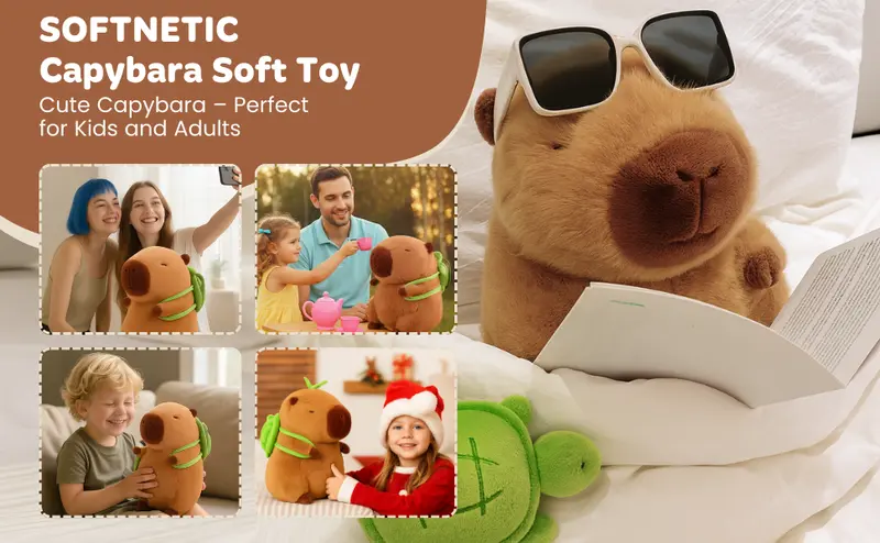 Capybara Plush Toy, Lightweight Soft, Soft & Comfy Plush Toy, Birthday & Holiday Gift for Boys & Girls, Cute Simulation Stuffed Animal for Home Sofa & Bed Decoration Summer, Soft Stuffed Animals, Super Soft Fluffy Capybara Plush Toy, Lightweight Soft, Soft & Comfy Plush Toy, Birthday & Holiday Gift for Boys & Girls, Cute Simulation Stuffed Animal for Home Sofa & Bed Decoration Summer, Soft Stuffed Animals, Super Soft Fluffy