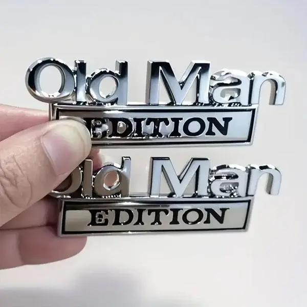 2pcs "Old Man Edition"  Car Stickers Emblem Metal Badge Bumper Decals for Car, Truck, SUV, Motorcycle, Funny Gift for Senior Drivers & Auto Lovers, Sticker For Cars, Universal Car Sticker
