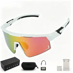 Full Coverage Sport Sunglasses Kit | Anti-Glare, Windproof Lens with Hard Case & Accessories for Men/Women, Ideal for Cycling & Hiking