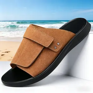 Men's Sport Flip Flops Comfort Casual Thong Sandals Outdoor Slippers PU Leather Breathable Lightweight Non-Slip Sole for Summer Outings Walking Shoes Footwear