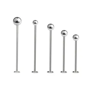 316L Surgical Steel 16G Cheek Dimple Piercing Jewelry Flat Back Tongue Rings Tragus Cartilage Extra Long Labret Monroe Lip Rings Studs Piercing Jewelry for Men Women 16mm-25mm