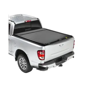 VEVOR Retractable Tonneau Cover, 5.0 ft Retractable Tonneau Cover with Built-in Drainage Pipe for 2021-2024 Toyota Tacoma Crew Cab w/ Deck Rail System, Hard Tonneau Cover with Double-Lock T-Slot