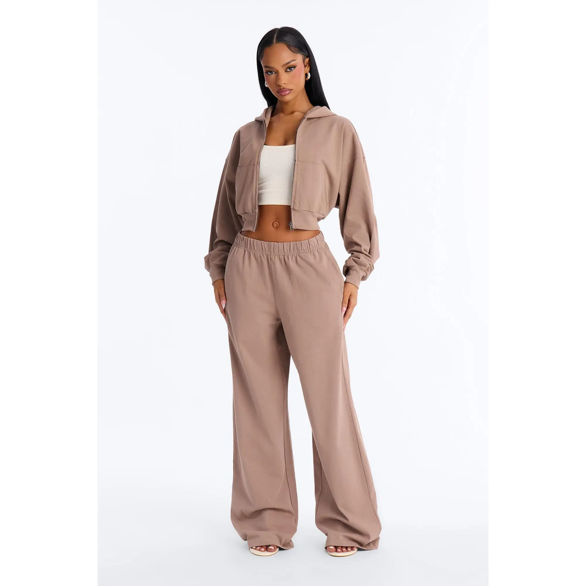 Ellie Wide Leg Pull On Pant - Taupe