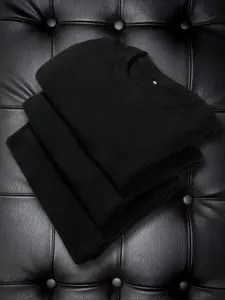 Men's Solid Long Sleeve Thermal Lined Tee, Casual Comfy Round Neck T-shirt for Spring & Fall, Men's Top for Daily Wear