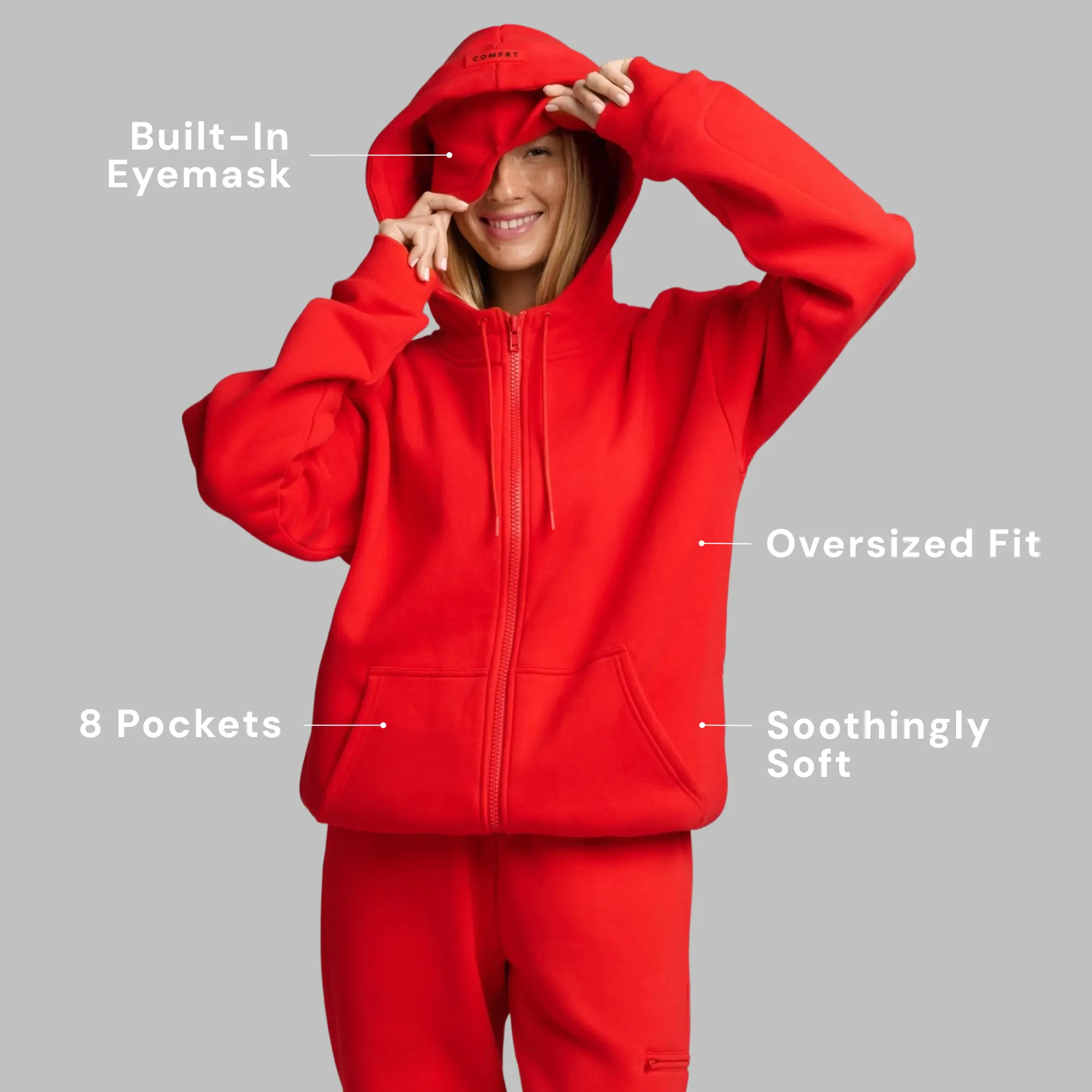 Comfrt | Airplane Mode Travel Zip Hoodie | Zip Up Hoodie With Eye